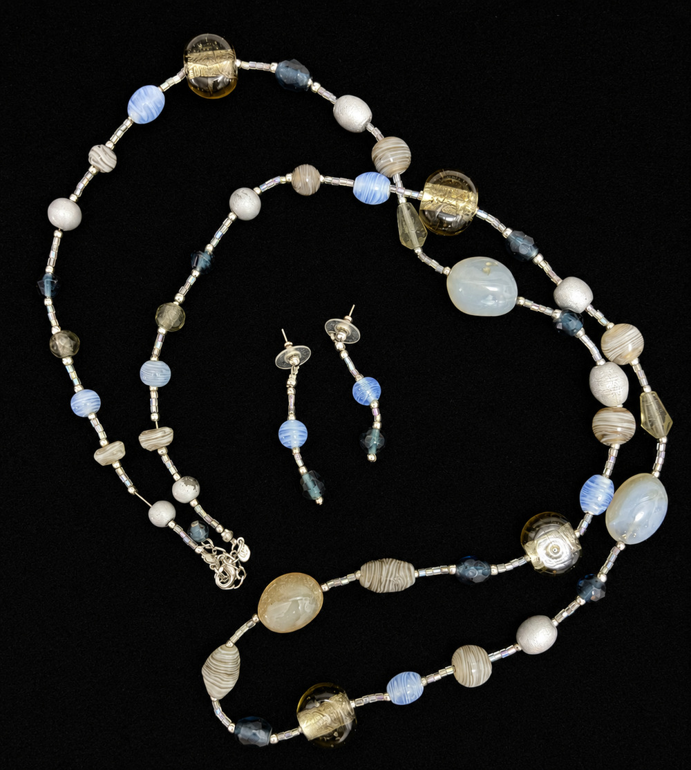 Blue Smoke After Midnight Necklace & Earring Set